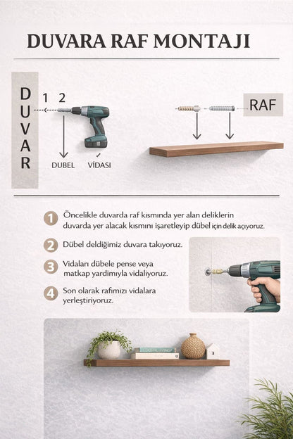 3'lü Uçan Duvar Rafı Set Gizli Raf- Beyaz 15 x 15