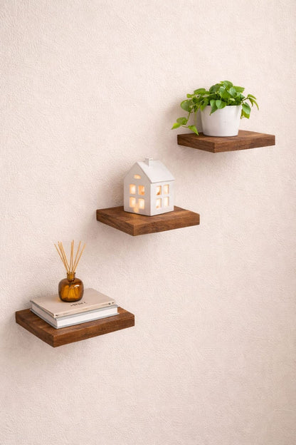 3'lü Uçan Duvar Rafı Set Gizli Raf- Barok 15 x 15