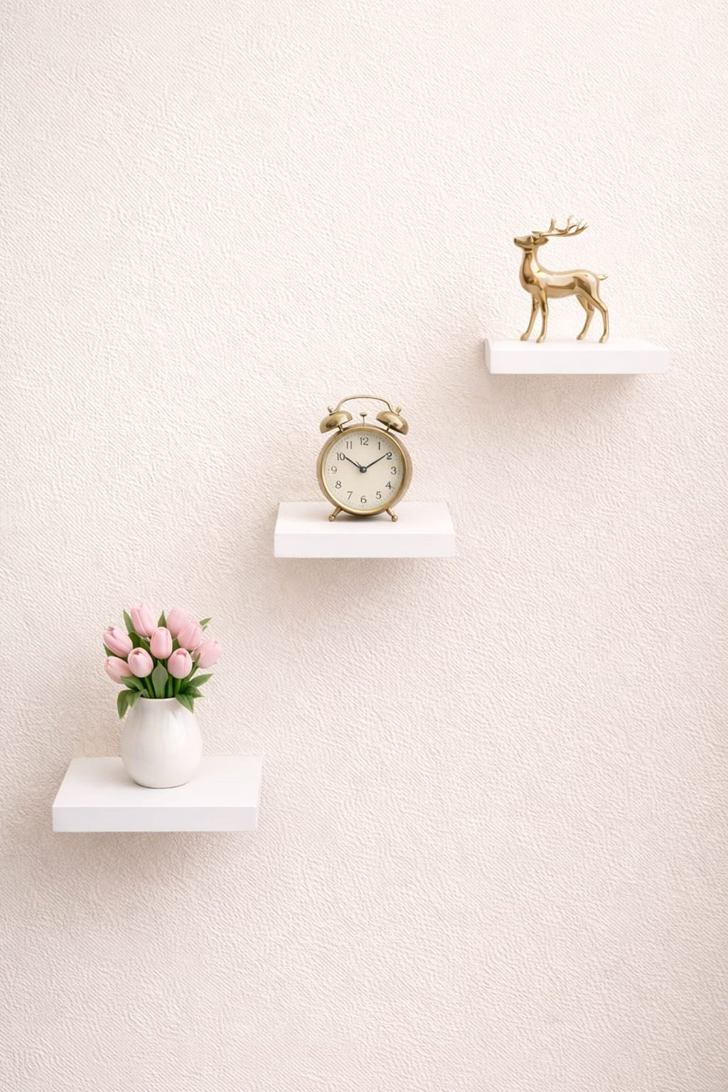 3'lü Uçan Duvar Rafı Set Gizli Raf- Beyaz 15 x 15