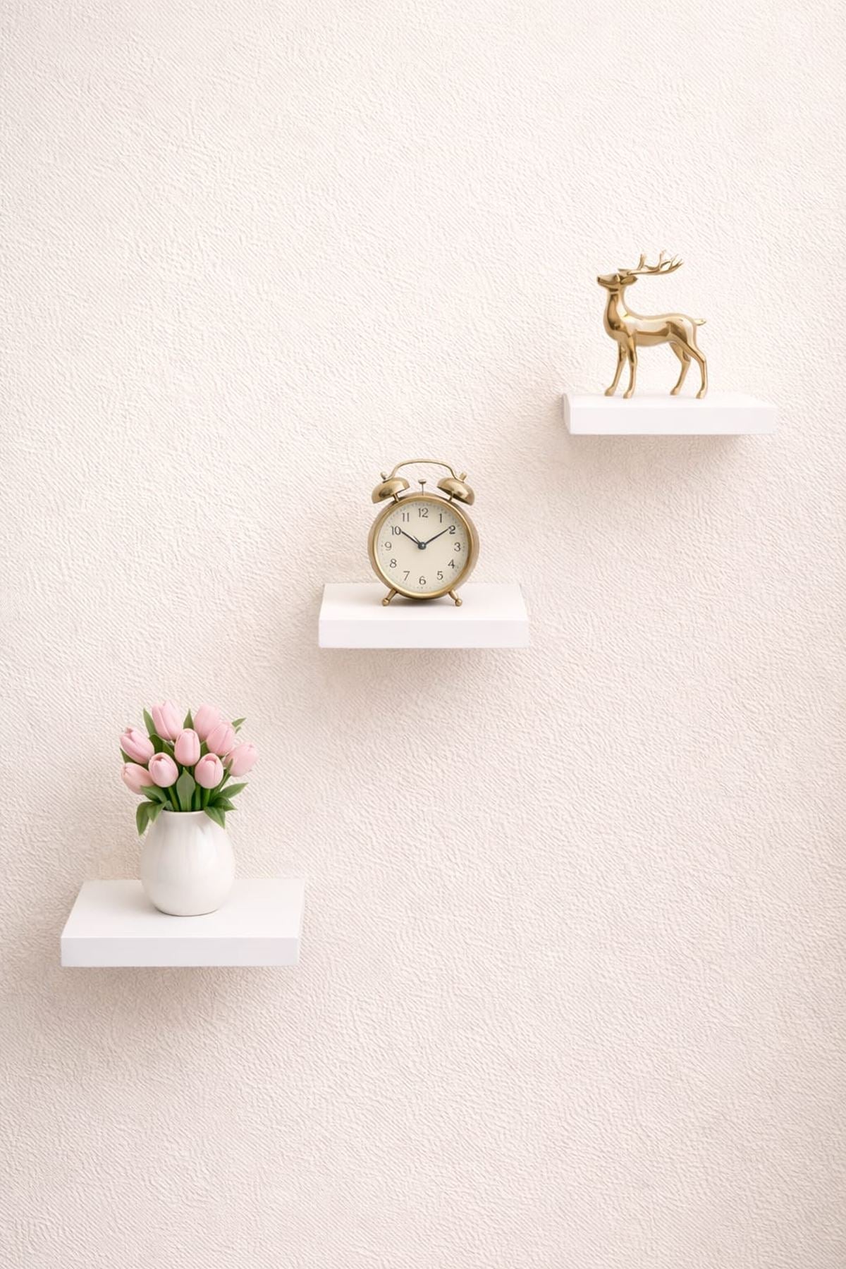 3'lü Uçan Duvar Rafı Set Gizli Raf- Beyaz 15 x 15