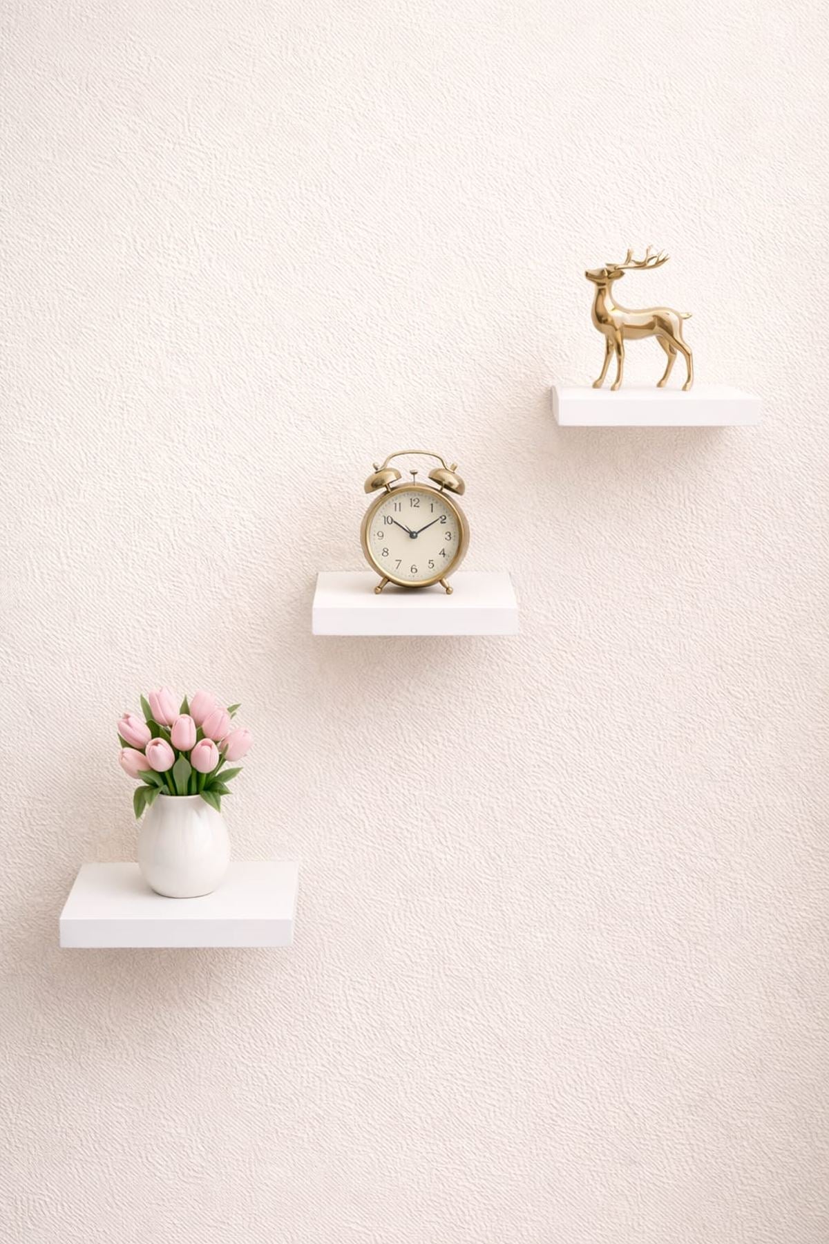 3'lü Uçan Duvar Rafı Set Gizli Raf- Beyaz 15 x 15