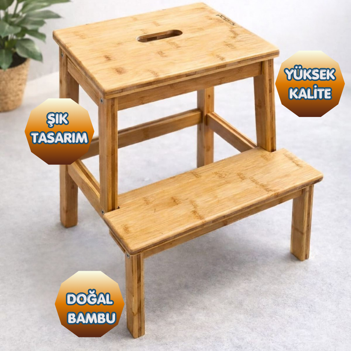 Mutfak Tabure Merdiven Bambu