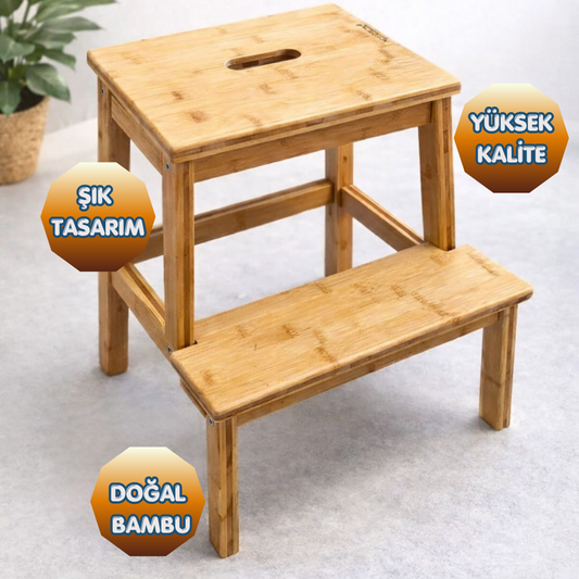 Mutfak Tabure Merdiven Bambu
