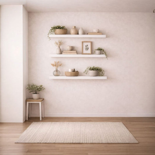 30 mm 3'lü Uçan Duvar Rafı Set Gizli Raf- Beyaz