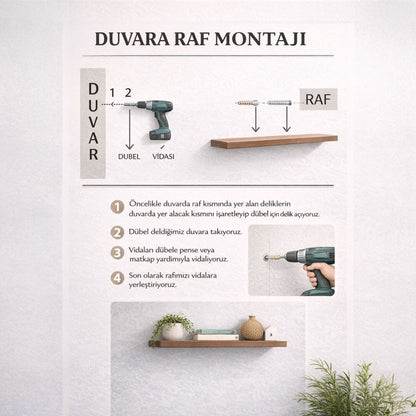 30 mm 3'lü Uçan Duvar Rafı Set Gizli Raf- Beyaz