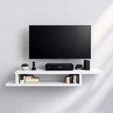 Meuble TV Mural en Z avec Étagères Décoratives - Blanc