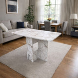 Table de repas pratique et pliable - Marbre blanc