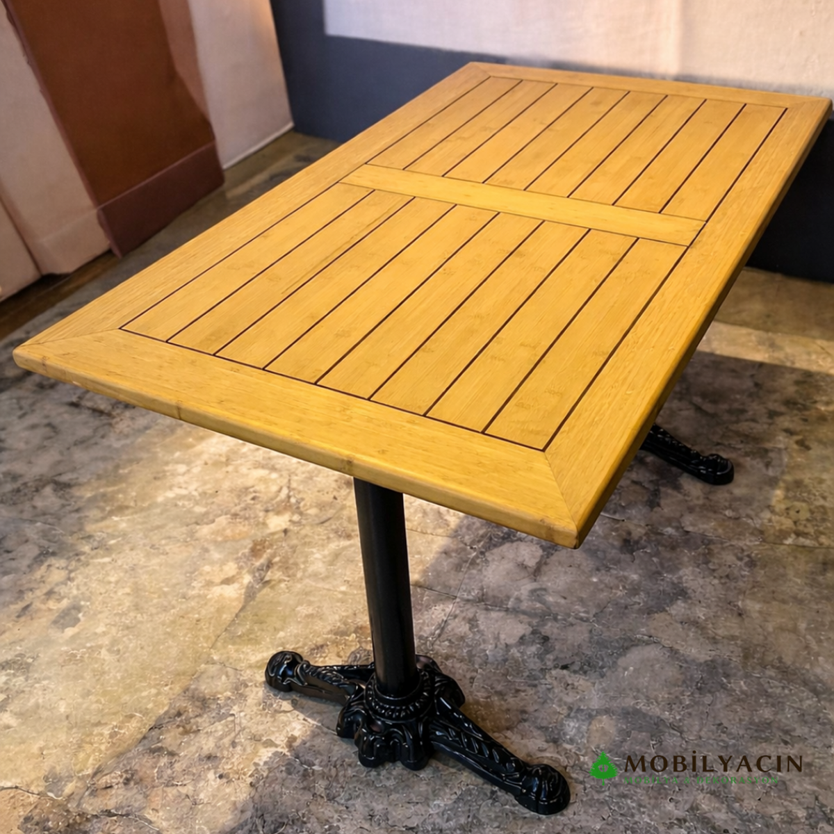 Bambu Cafe Masası Yemek Masası 120 X 70 Aslan Ayak