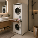 Meuble de salle de bain en MDF pour lave-linge et sèche-linge avec tiroir sans couvercle - Noyer