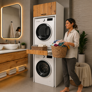 Çamaşır Ve Kurutma Makinesi Dolabı Çekmeceli Banyo Dolabı Atlantık Çam