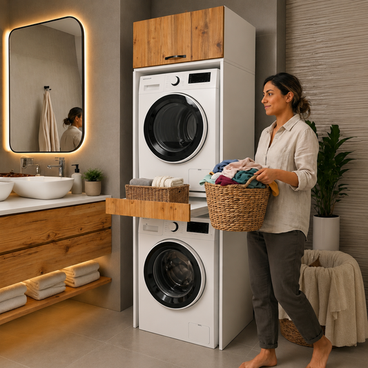 Çamaşır Ve Kurutma Makinesi Dolabı Çekmeceli Banyo Dolabı Atlantık Çam