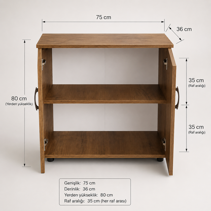 80 cm 2 Kapaklı Çok Amaçlı Dosya Dolabı - Barok