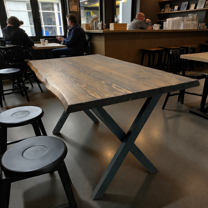 Köknar Cafe Masası Ceviz Rengi X Ayaklı