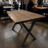 Fir Wood Log Cafe Table X-Legged - Walnut
