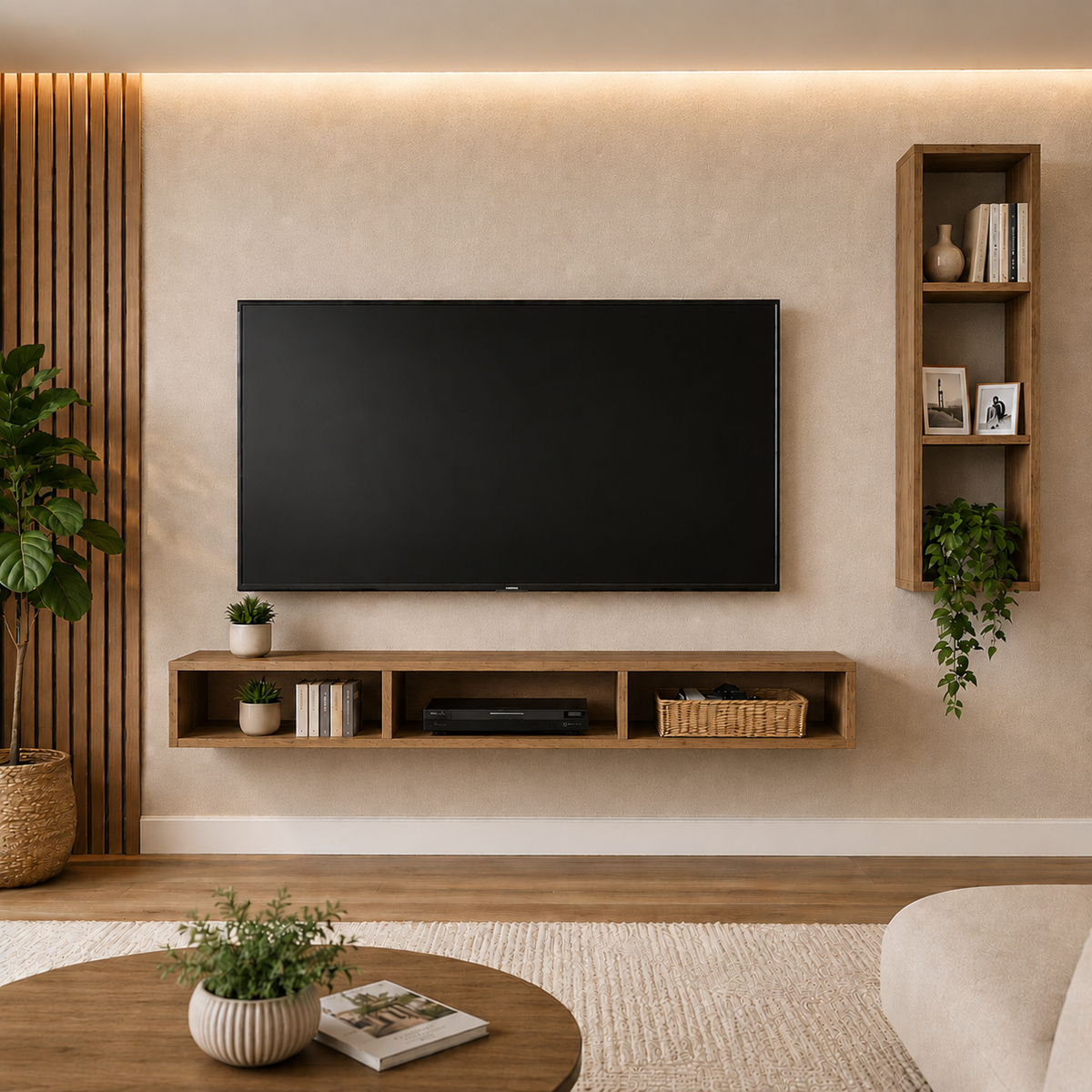 Dekoratif Duvar Rafı - Tv Ünitesi 2 Parçalı Atlantik Çam