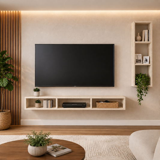 Dekoratif Duvar Rafı - Tv Ünitesi 2 Parçalı Traverten