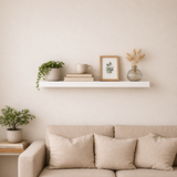 Floating Hidden Wall Shelf Single 30 mm - White