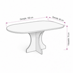 Oval Salon Yemek Masası Kemer Tek Ayak 160x90-Traverten
