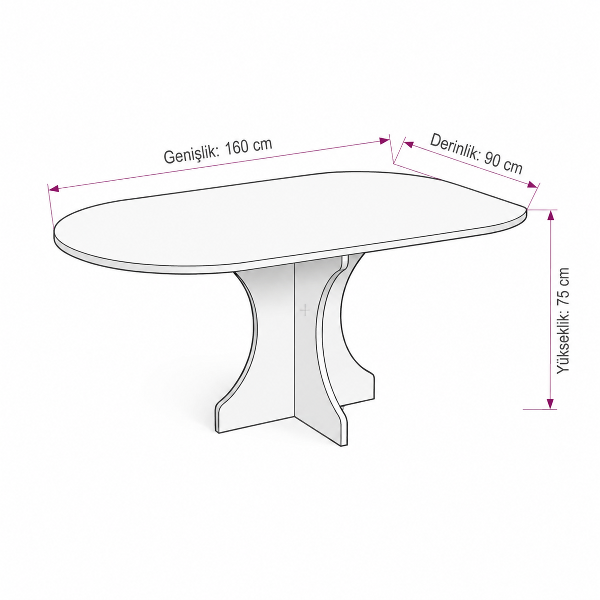 Oval Salon Yemek Masası Kemer Tek Ayak 160x90-Traverten