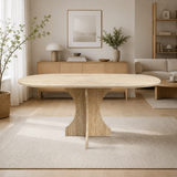 Oval Dining Table Arch Single Leg 160x90 - Travertine