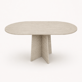 Oval Dining Table Mushroom Single Base 160x90 - Travertine