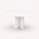 Oval Living Room Dining Table Mushroom Single Leg 160x90 - White