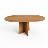 Oval Living Room Dining Table Mushroom Pedestal Base - 160x90 - African Walnut