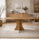 Oval Living Room Dining Table Arch Single Leg - 160x90 - African Walnut