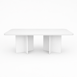 Rectangular Living Room Dining Table Square Leg 36 mm Thick Edge - White