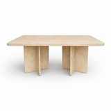 Rectangular Living Room Dining Table Square Leg 36 mm Thick Edge - Travertine