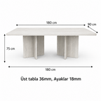 Dikdörtgen Salon Yemek Masası Kare Ayak 36mm Kalın Kenarlı 180x90-Afrika Ceviz
