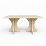 Rectangular Living Room Dining Table Arch Leg - 36 mm Thick Edge - Travertine