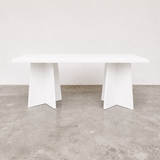 Rectangular Living Room Dining Table Mushroom Base - 36 mm Thick Edge - White