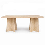 Rectangular Dining Room Table Mushroom Base - 36 mm Thick Edge - Travertine
