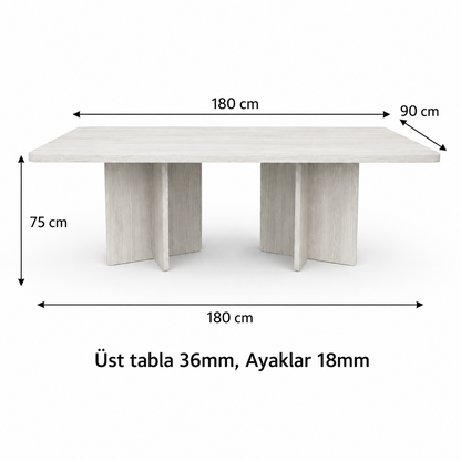 Dikdörtgen Salon Yemek Masası Mantar Ayak - 36mm Kalın Kenarlı - Afrika Ceviz
