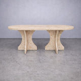 Oval Dining Table Arch Leg 36 mm Thick Edge - Travertine