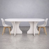 Oval Dining Table with Arch Legs, 36 mm Thick Edge - White