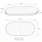 Oval Salon Yemek Masası Kare Ayak 36mm Kalın Kenarlı -Traverten