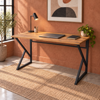 Z-Leg Metal Desk Computer Desk - Atlantic Pine - Black Leg 120 cm