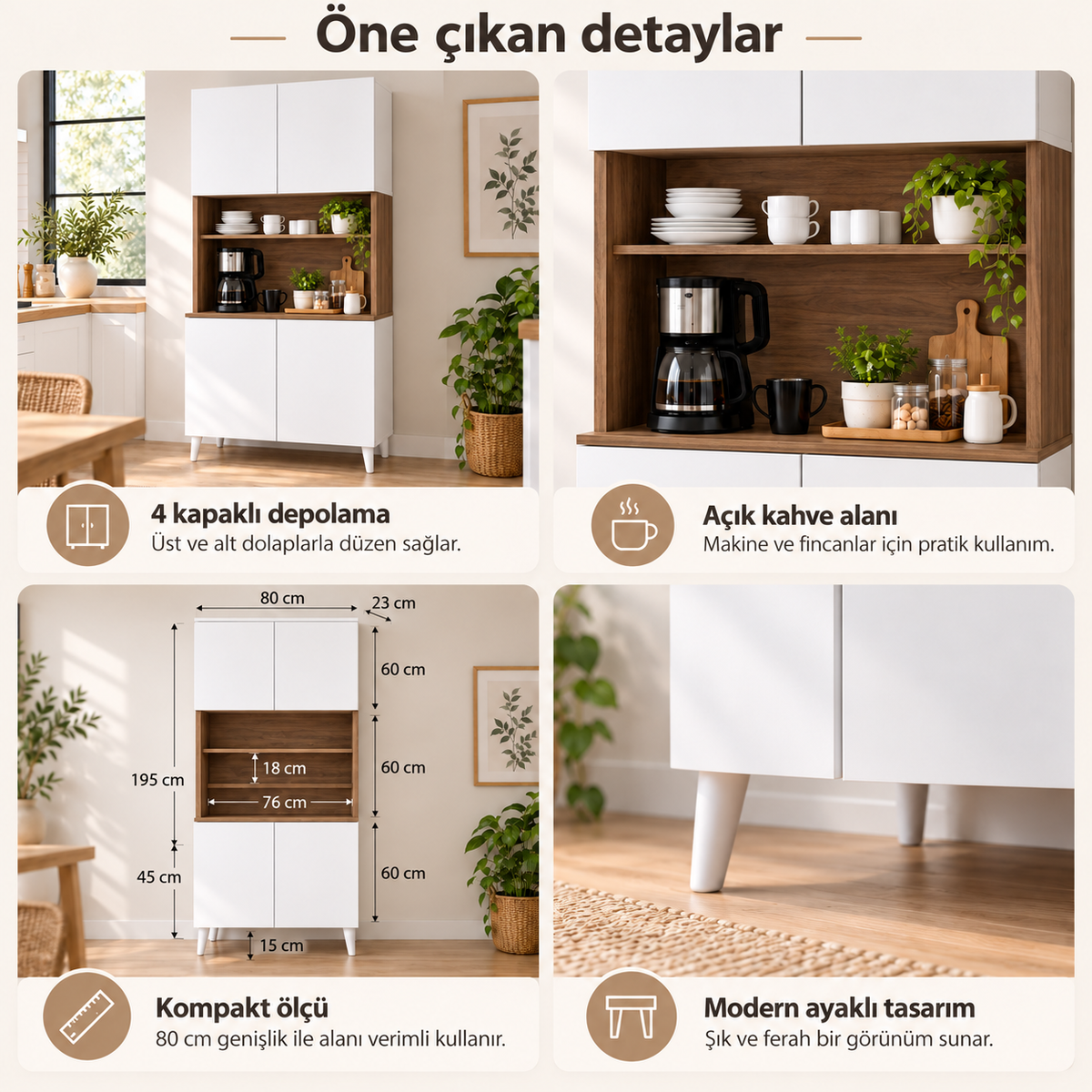 Meuble de cuisine polyvalent nouvelle génération coin café 4 portes - Baroque