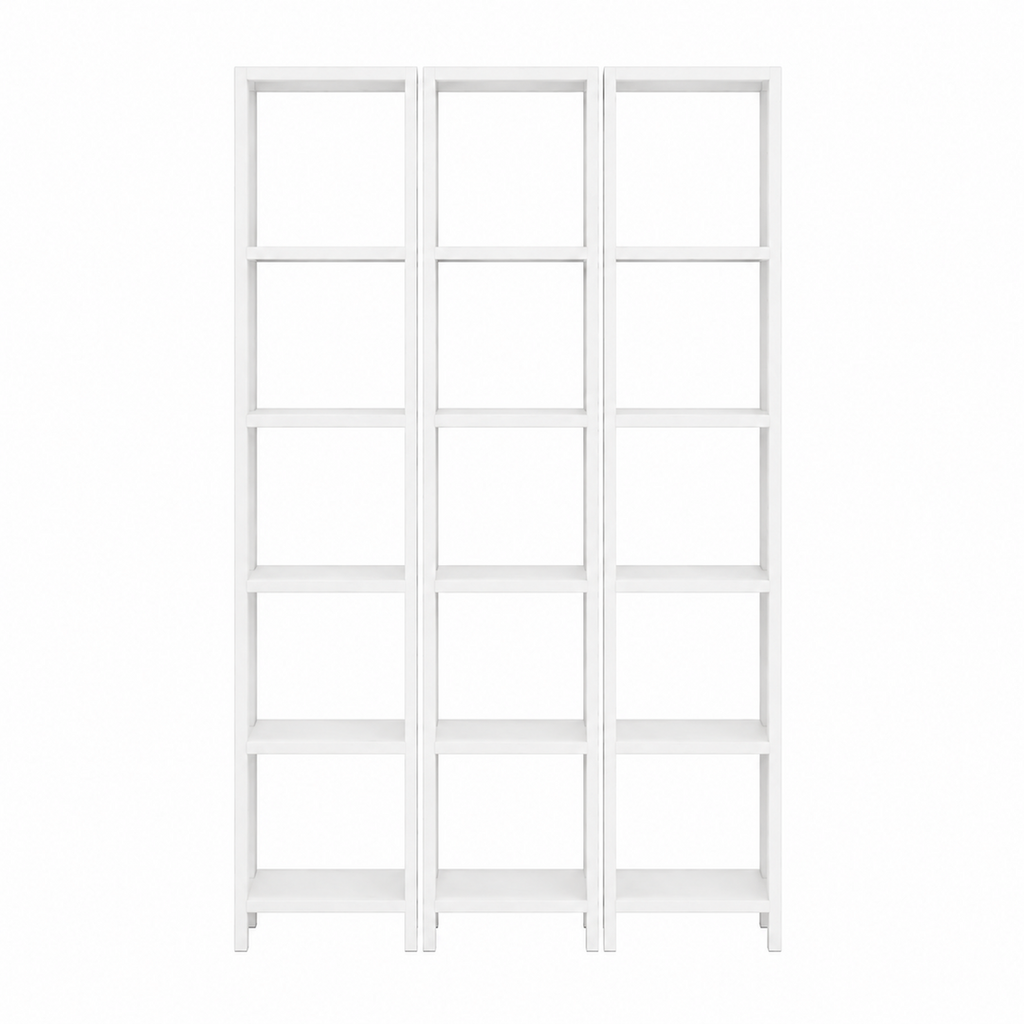 3-Piece 6-Shelf Decorative Bookcase Bookshelf Office Bookshelf Cabinet Book Rack - White