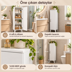 Multi-Purpose 4-Shelf Bathroom Kitchen Cabinet 122 cm - White
