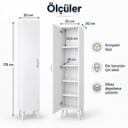 Çok Amaçlı 5 Raflı Banyo Mutfak Dolabı 180 cm - Beyaz