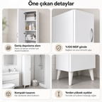 Çok Amaçlı 5 Raflı Banyo Mutfak Dolabı 180 cm - Beyaz