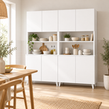 New Generation Multi-Purpose Kitchen Cabinet Coffee Corner 8-Door - White