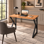 Z-Leg Metal Desk Computer Desk 90 cm - Atlantic Pine - Black Leg