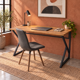 Z-Leg Metal Desk Computer Desk - Atlantic Pine - Black Leg 120 cm
