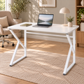 Z-Leg Metal Desk Computer Desk 90 cm Oval - White