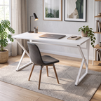 Bureau d'ordinateur de travail en métal à pieds en Z - Blanc 120 cm