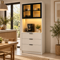 Coin café avec vitrine et LED, 100 % MDF